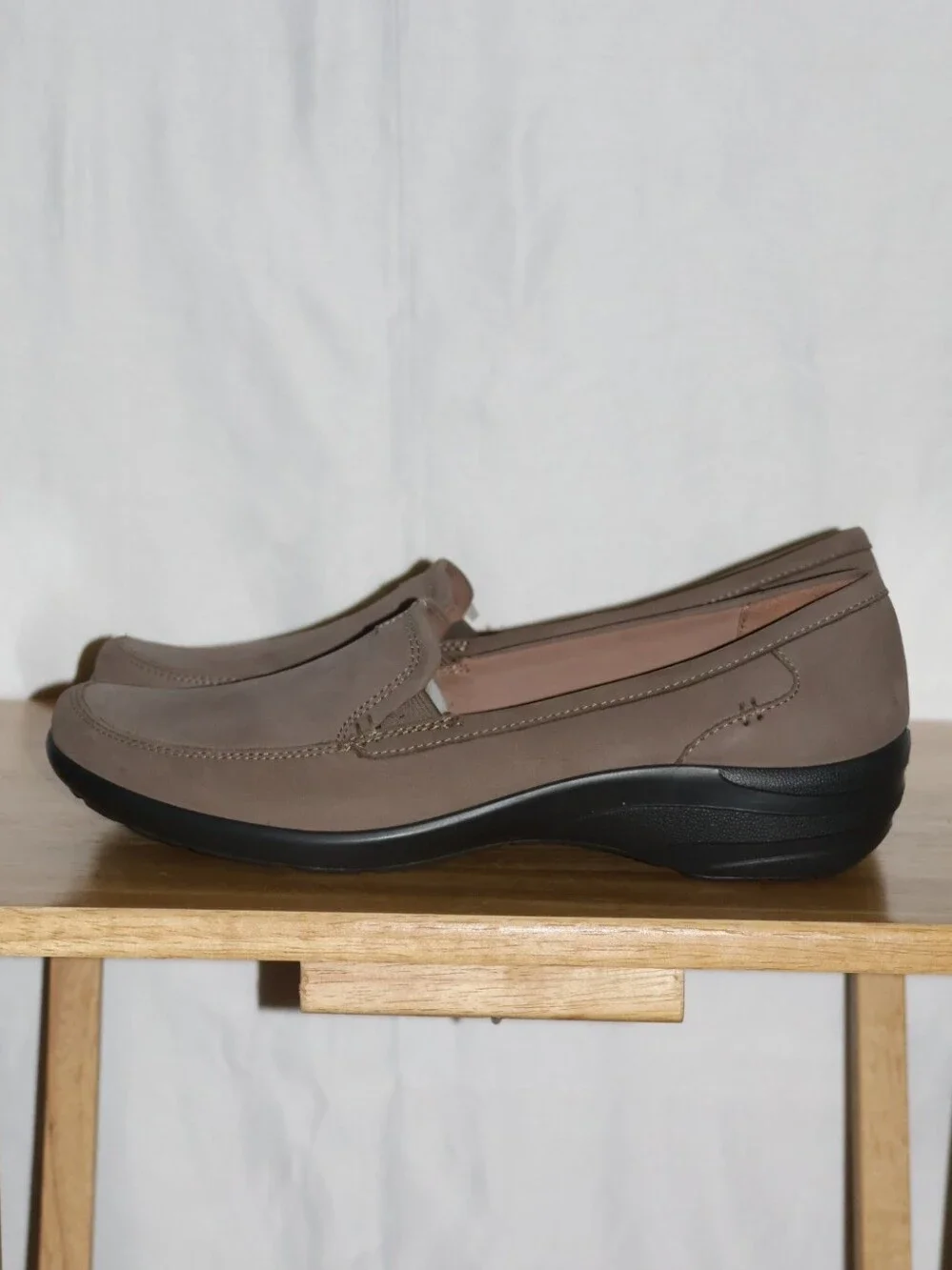 Hotter Envy Slip-On Taupe-Brown Comfort Loafers.